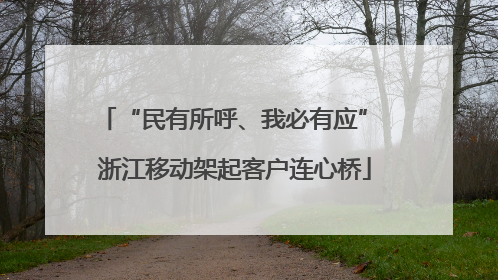 “民有所呼、我必有应” 浙江移动架起客户连心桥
