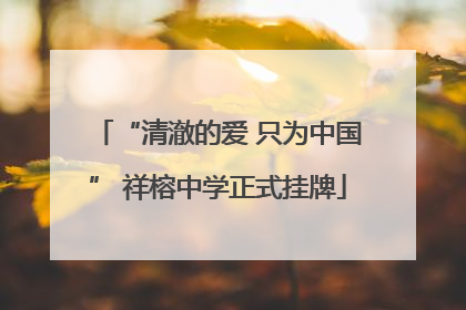 “清澈的爱 只为中国” 祥榕中学正式挂牌