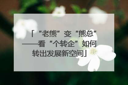 “老熊”变“熊总”——看“个转企”如何转出发展新空间
