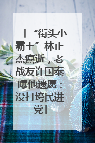 “街头小霸王”林正杰癌逝，老战友许国泰曝他遗愿：没打垮民进党