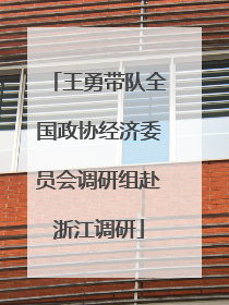 王勇带队全国政协经济委员会调研组赴浙江调研