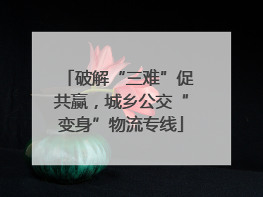 破解“三难”促共赢，城乡公交“变身”物流专线