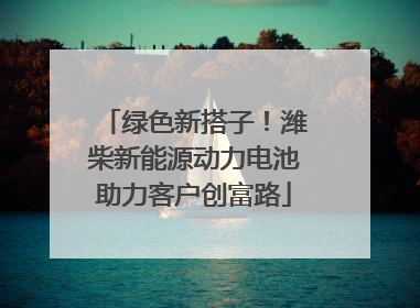 绿色新搭子！潍柴新能源动力电池助力客户创富路