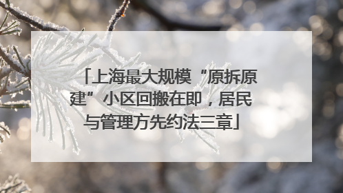 上海最大规模“原拆原建”小区回搬在即，居民与管理方先约法三章