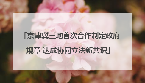 京津冀三地首次合作制定政府规章 达成协同立法新共识
