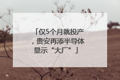 仅5个月就投产，贵安再添半导体显示“大厂”