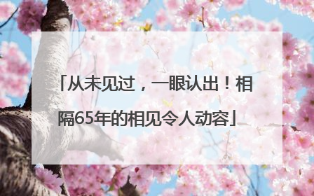 从未见过，一眼认出！相隔65年的相见令人动容