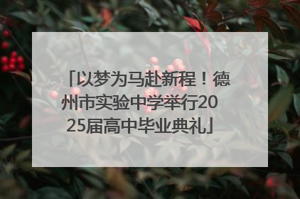 以梦为马赴新程！德州市实验中学举行2025届高中毕业典礼
