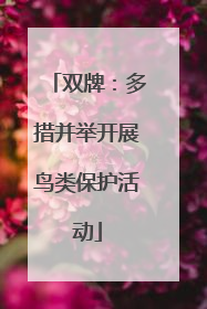 双牌：多措并举开展鸟类保护活动