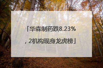 华森制药跌8.23%，2机构现身龙虎榜