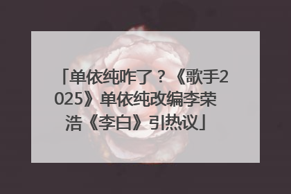 单依纯咋了？《歌手2025》单依纯改编李荣浩《李白》引热议