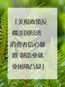 关税政策反噬美国经济 消费者信心暴跌 制造业就业困境凸显