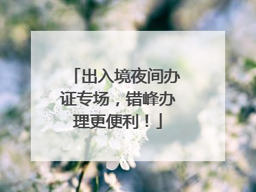 出入境夜间办证专场，错峰办理更便利！