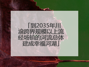 到2035年川渝跨界规模以上流经场镇的河流总体建成幸福河湖