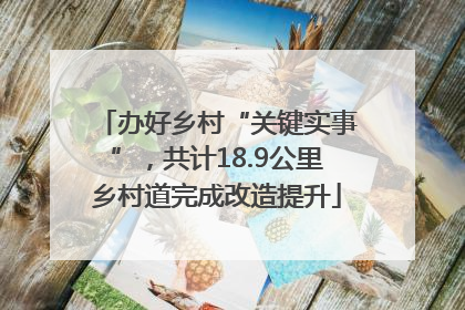 办好乡村“关键实事”，共计18.9公里乡村道完成改造提升
