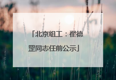 北京组工：翟德罡同志任前公示