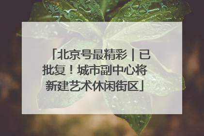北京号最精彩｜已批复！城市副中心将新建艺术休闲街区
