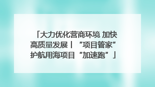 大力优化营商环境 加快高质量发展丨“项目管家”护航用海项目“加速跑”