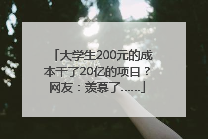 大学生200元的成本干了20亿的项目？网友：羡慕了……