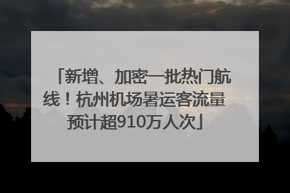 新增、加密一批热门航线！杭州机场暑运客流量预计超910万人次