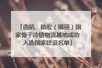曲靖、德宏（瑞丽）国家骨干冷链物流基地成功入选国家建设名单