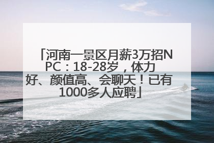 河南一景区月薪3万招NPC：18-28岁，体力好、颜值高、会聊天！已有1000多人应聘