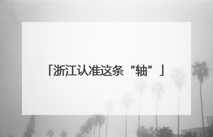浙江认准这条“轴”
