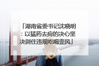 湖南省委书记沈晓明：以猛药去疴的决心坚决刹住违规吃喝歪风