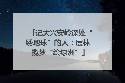 记大兴安岭深处“绣地球”的人：层林揽梦“绘绿洲”