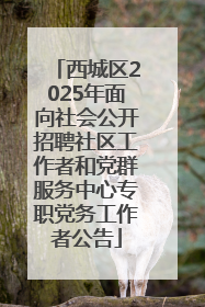 西城区2025年面向社会公开招聘社区工作者和党群服务中心专职党务工作者公告