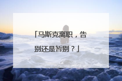 马斯克离职，告别还是暂别？