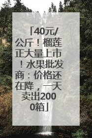 40元/公斤！榴莲正大量上市！水果批发商：价格还在降，一天卖出2000箱