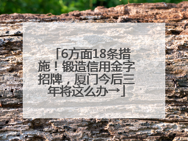 6方面18条措施！锻造信用金字招牌，厦门今后三年将这么办→