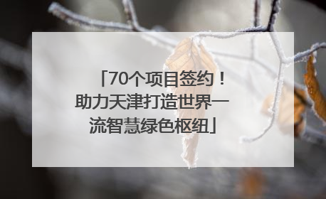 70个项目签约！助力天津打造世界一流智慧绿色枢纽